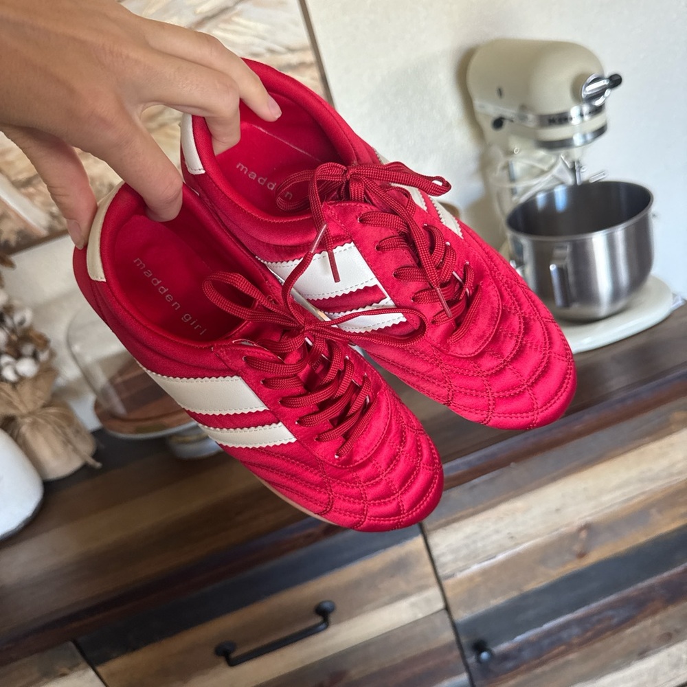 Madden Girl Red and White Athletic Sneakers